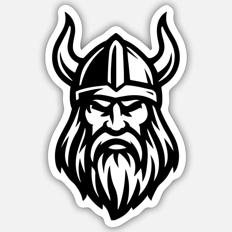 Wikinger Kopf - Sticker Größe S (10 x 10 cm) - Mattweiß