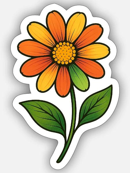 Orangene Blüte Farbzauber - Sticker Größe S (10 x 10 cm) - Mattweiß