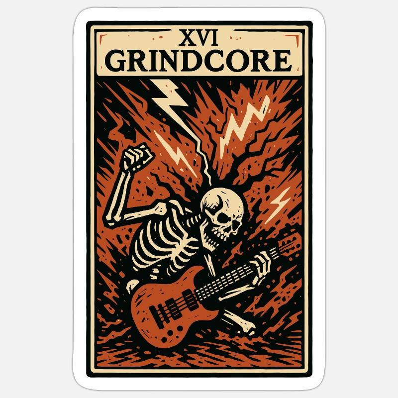 Carte de tarot Grindcore – Explosive Skeleton Shred Sticker taille S (10 x 10 cm)