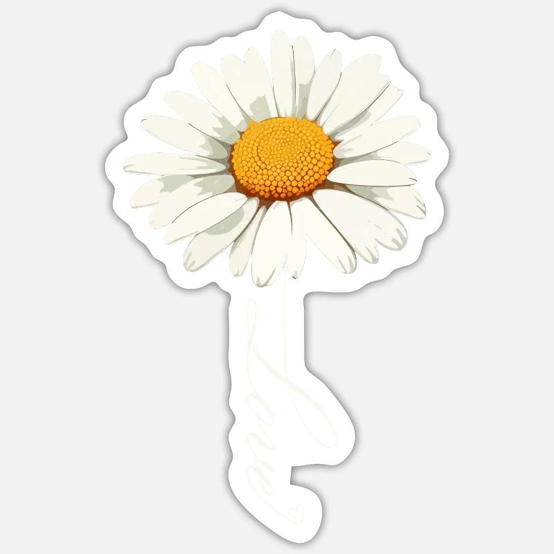 Gänseblümchenblume mit Liebe Skript Sticker Größe S (10 x 10 cm)