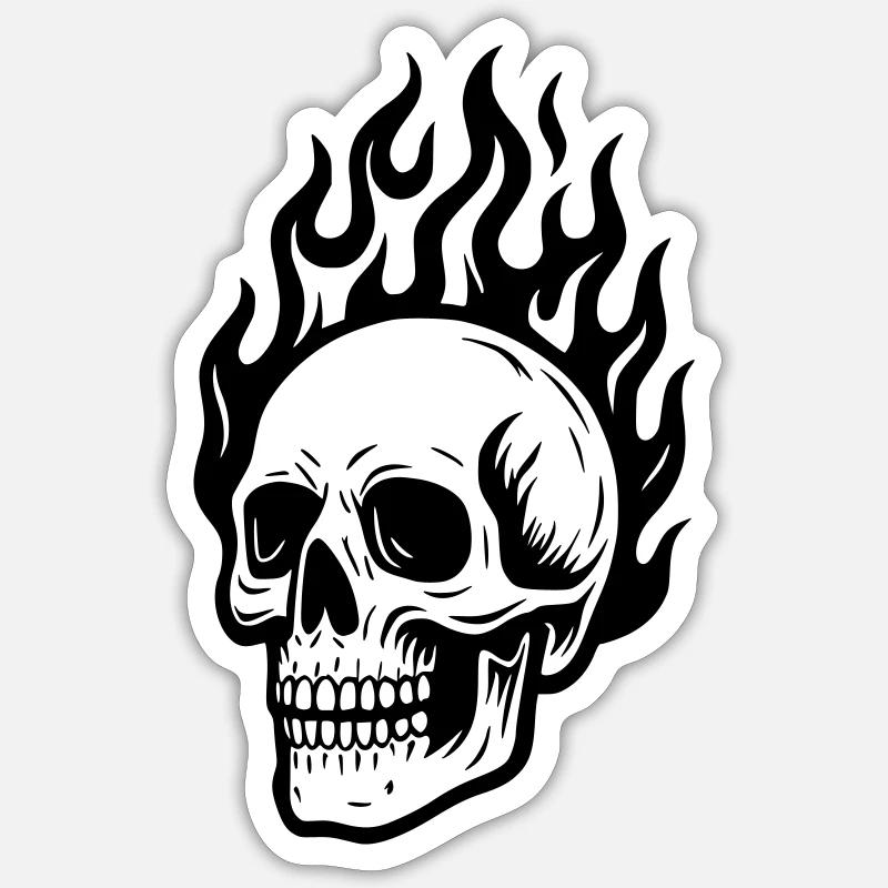 Skull ... on fire! Sticker size S (10 x 10 cm)