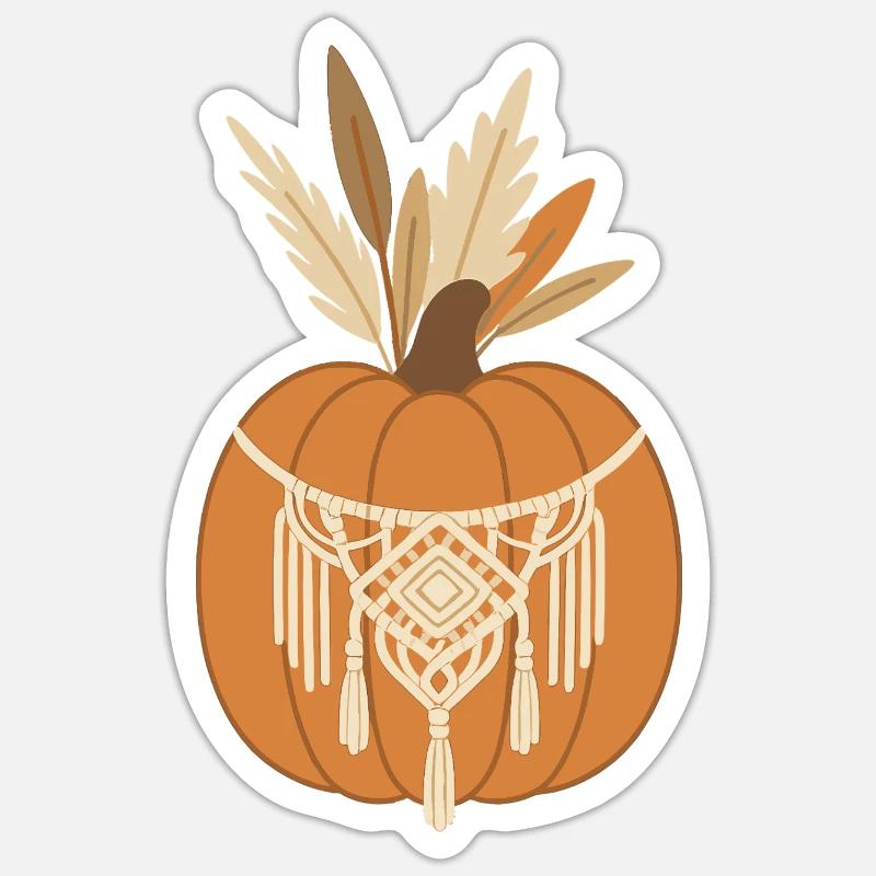Boho Pumpkin – Macrame Pumpkin Autumn Design Sticker size S (10 x 10 cm)
