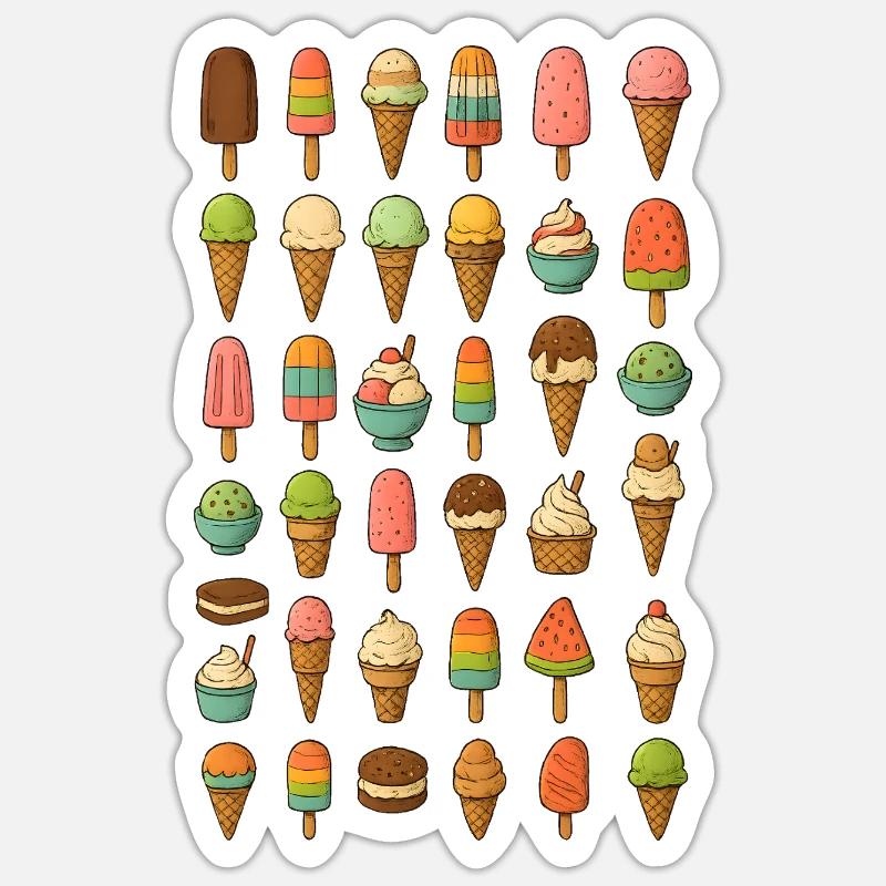 Bunte Eiscreme Vielfalt - Sticker size S (10 x 10 cm) - white matte