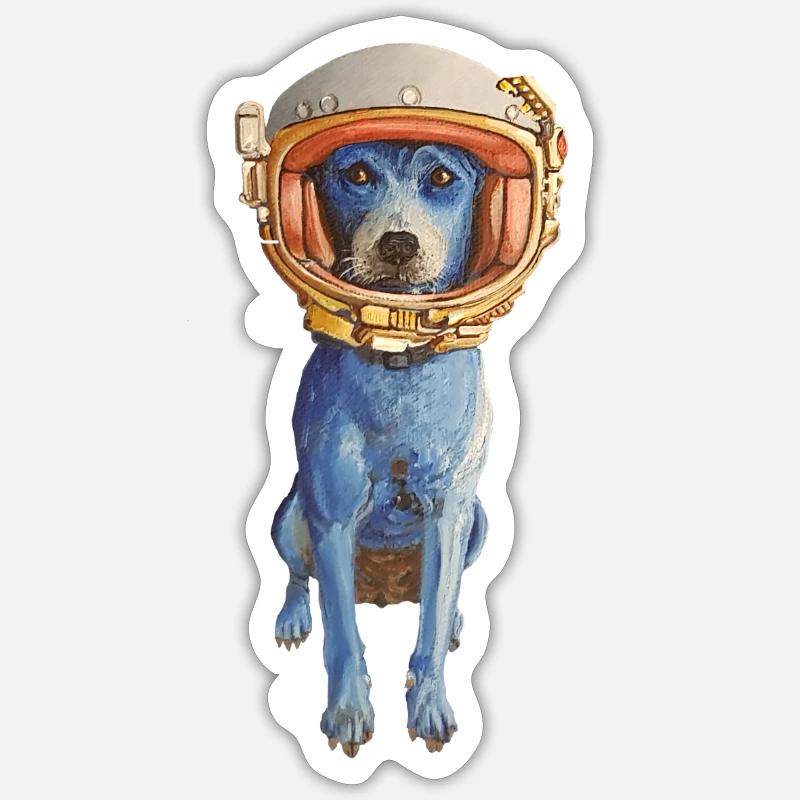 Laly Blue Astronaute en Casque Spatiale - Sticker taille S (10 x 10 cm) - blanc mat