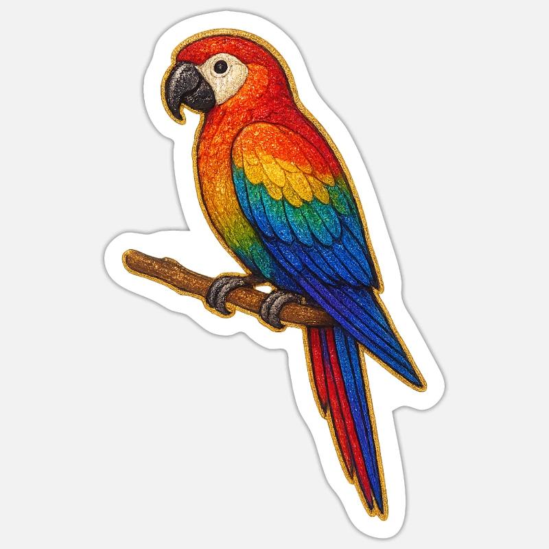 Patchwork de perroquet coloré Sticker taille S (10 x 10 cm)