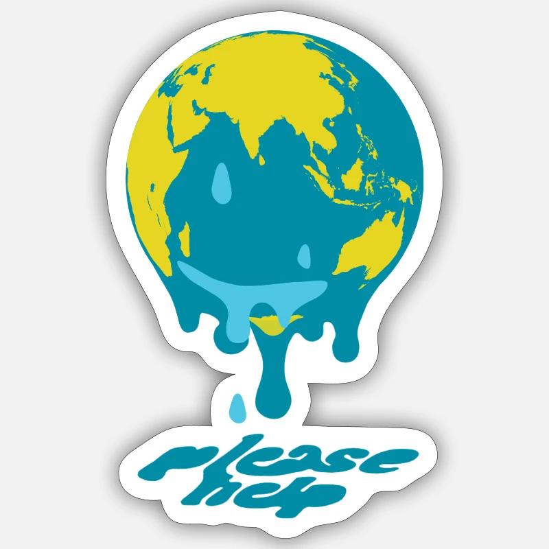 Global Warming Globe - Sticker size S (10 x 10 cm) - white matte