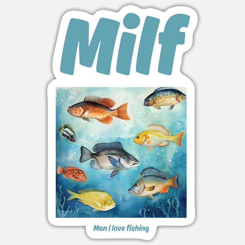 Mec, j’adore la pêche - Sticker taille S (10 x 10 cm) - blanc mat
