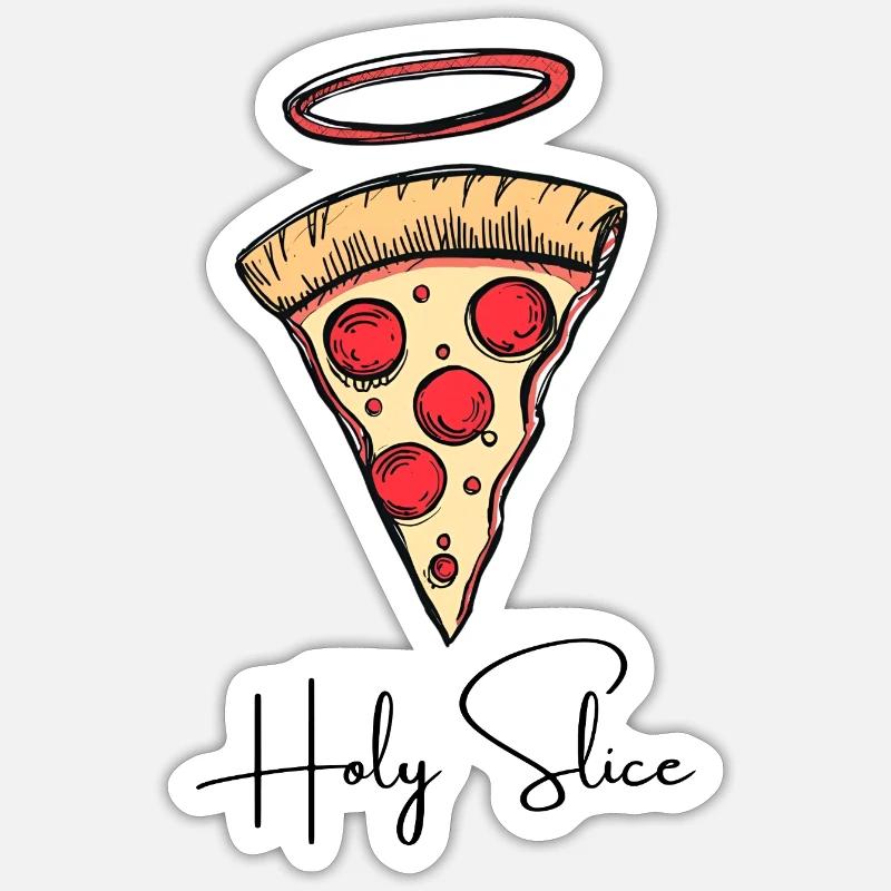 Holy Slice – Retro Comic Pizza - Sticker size S (10 x 10 cm) - white matte