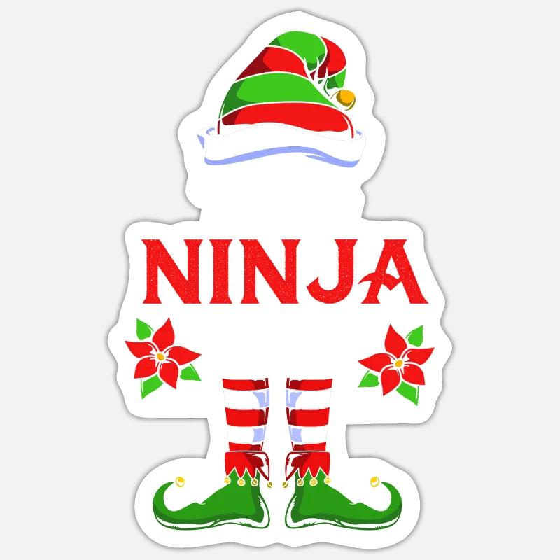 Elfe Elfe Cadeau de Noël Ninja - Sticker taille S (10 x 10 cm) - blanc mat