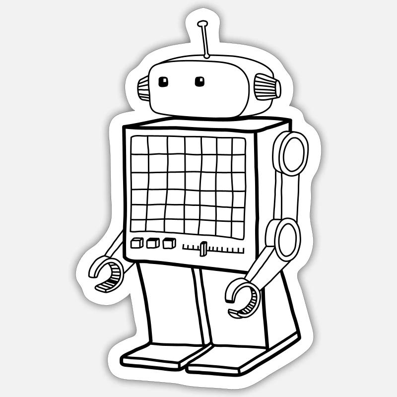 Retro Robot – Vintage AI Android Design Sticker size S (10 x 10 cm)