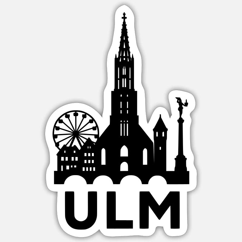Silhouette d’Ulm - Sticker taille S (10 x 10 cm) - blanc mat