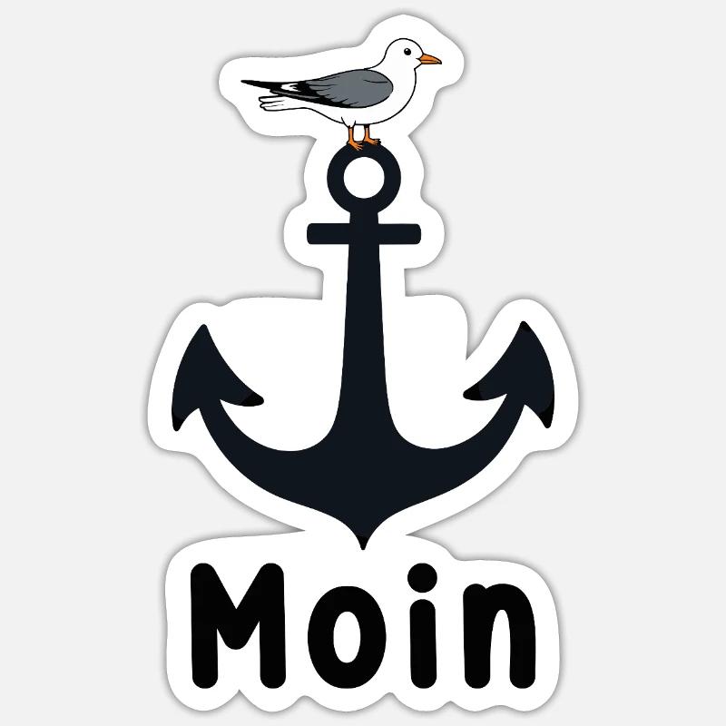 Anker Seagull Moin - Sticker taille S (10 x 10 cm) - blanc mat