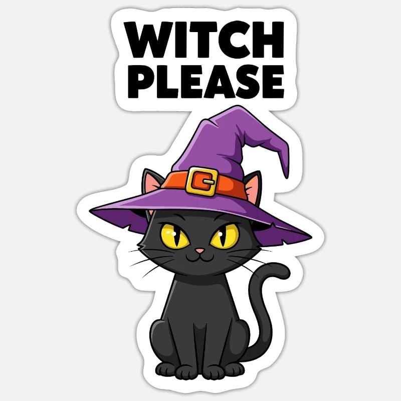 Midnight Kitten Witch - Sticker size S (10 x 10 cm) - white matte