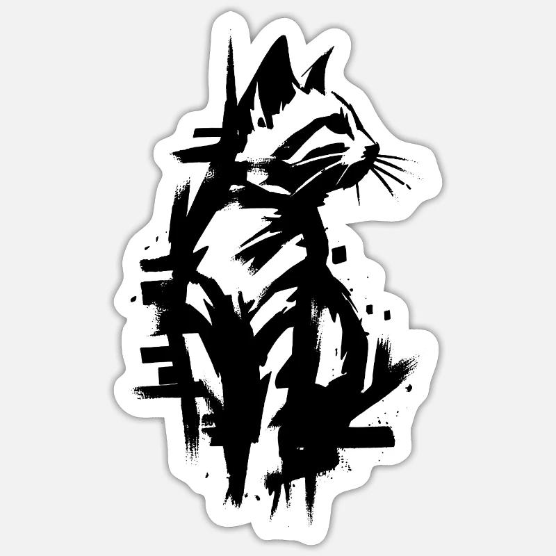 Conception de graffiti noir chat Sticker taille S (10 x 10 cm)