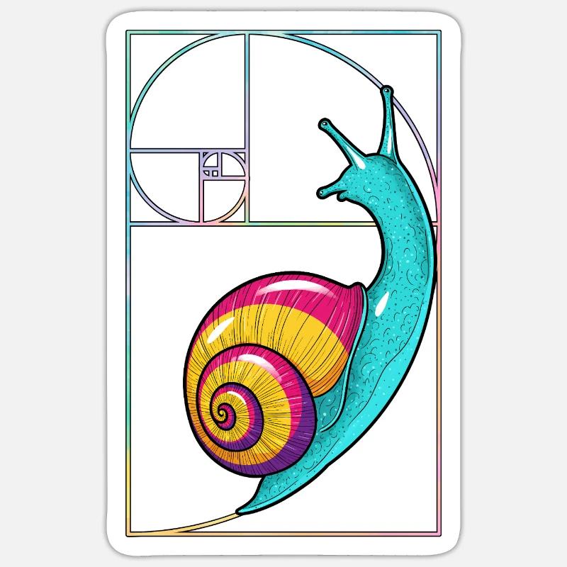 Fibonacci Spiral Snail - Sticker size S (10 x 10 cm) - white matte