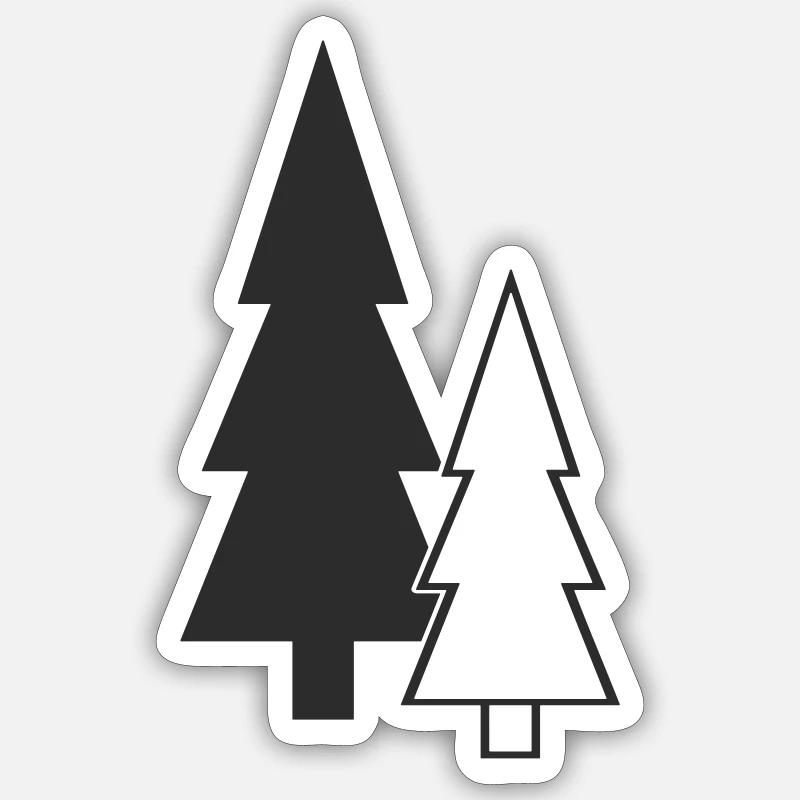 Sapins en silhouette forestière - Sticker taille S (10 x 10 cm) - blanc mat