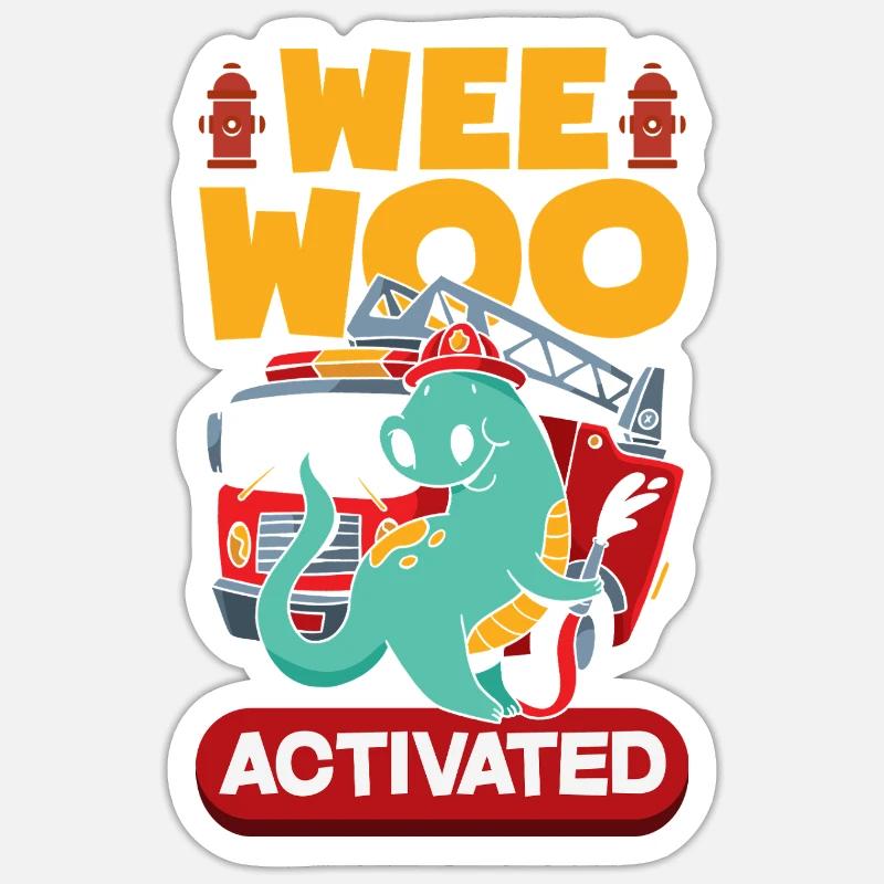 Wee Woo Squad Fire Tiny Firefighter - Sticker size S (10 x 10 cm) - white matte