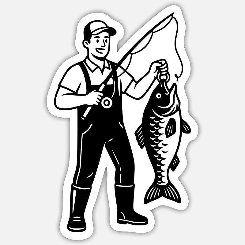 Angler Big Catch Fish Pride Vector Sticker size S (10 x 10 cm)