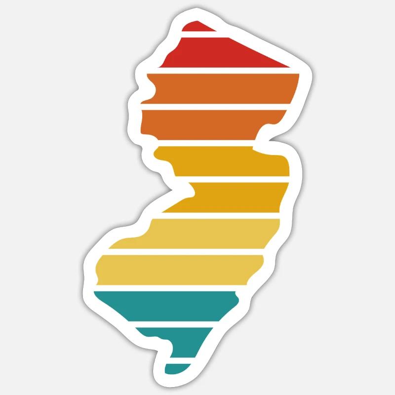 New Jersey - États-Unis d’Amérique - Rayures - Sticker taille S (10 x 10 cm) - blanc mat