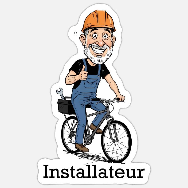 Construction Worker Bicycle Hero Sticker size S (10 x 10 cm)