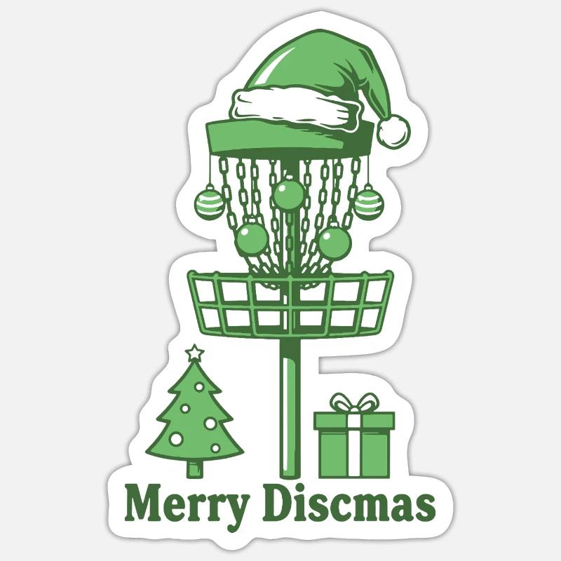 Joyeux sapin de Noël pour le panier de disc golf de Discsmas Sticker taille S (10 x 10 cm)
