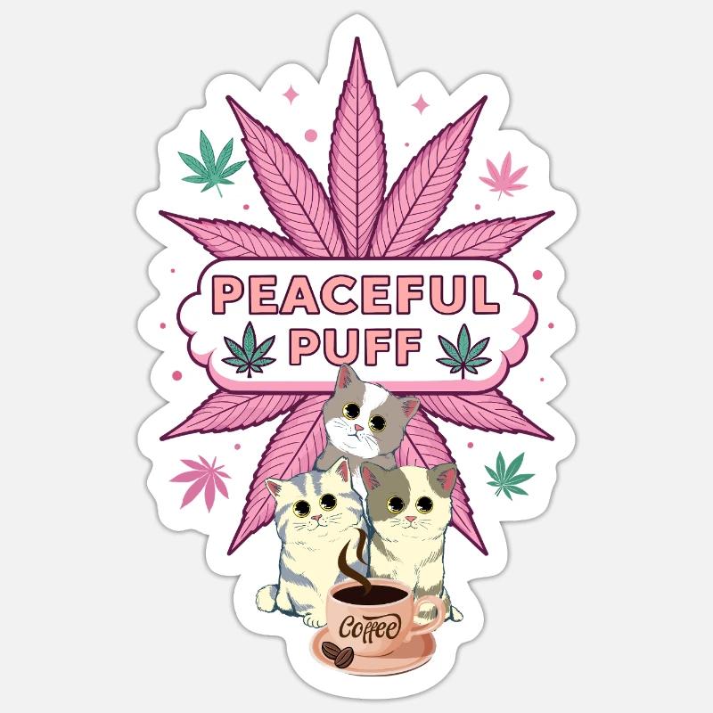 Peaceful Puff C&C - Sticker size S (10 x 10 cm) - white matte