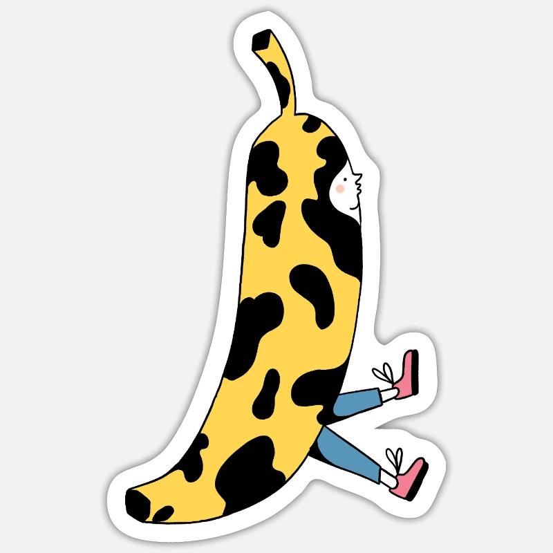Banane douce - Sticker taille S (10 x 10 cm) - blanc mat