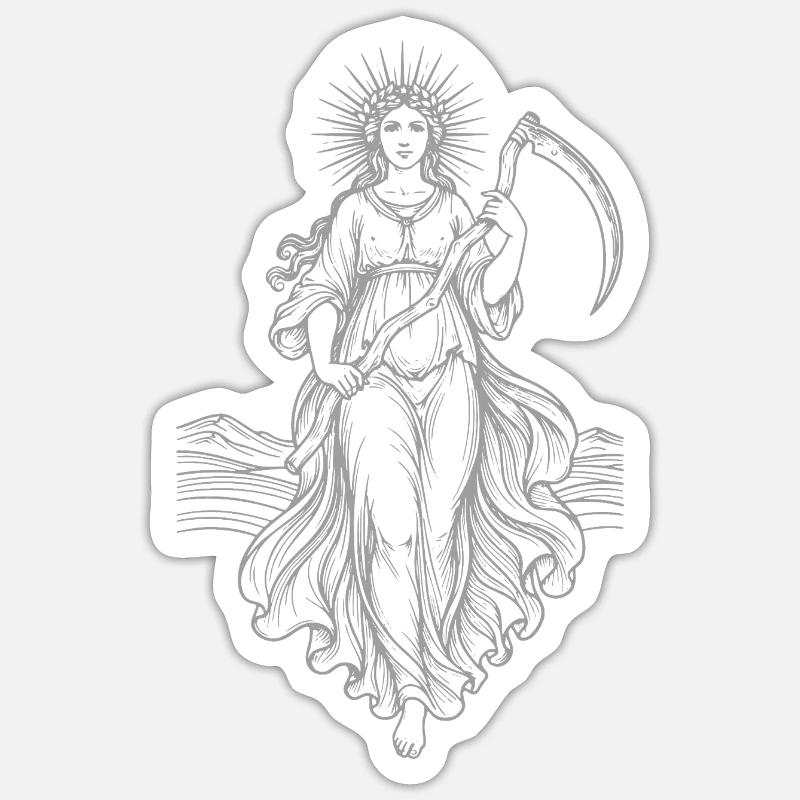 Déesse céleste Moissonneur avec la faux Sticker taille S (10 x 10 cm)