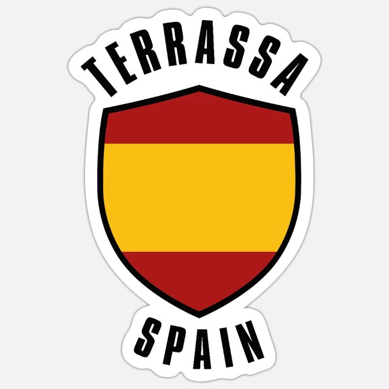 Drapeau espagnol avec ruban rouge-jaune-rouge - Sticker taille S (10 x 10 cm) - blanc mat