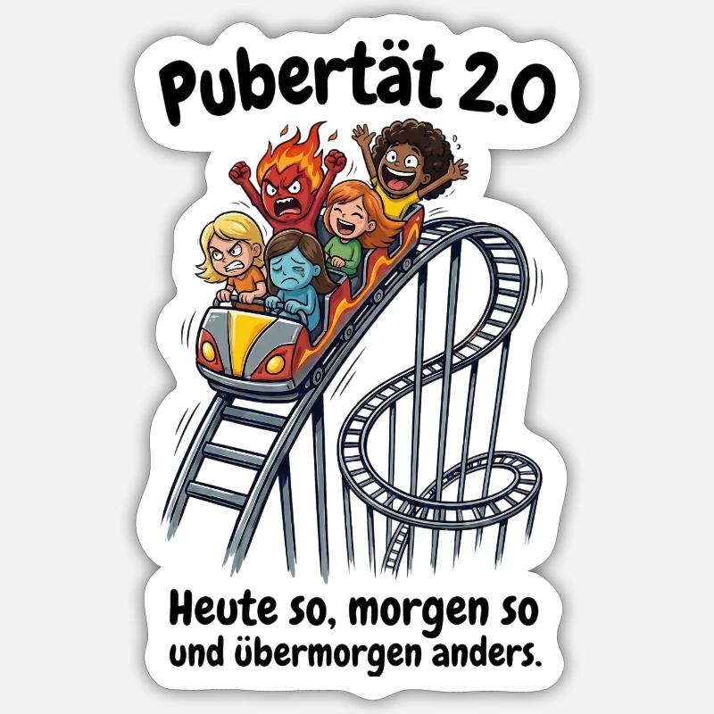 Pubertät 2.0 - Menopause & Achterbahn der Gefühle - Sticker Größe S (10 x 10 cm) - Mattweiß
