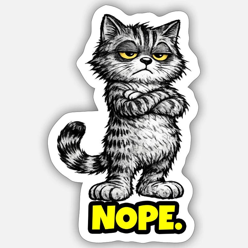 Nope. – Grumpy Katze (Chef Vibes) - Sticker taille S (10 x 10 cm) - blanc mat