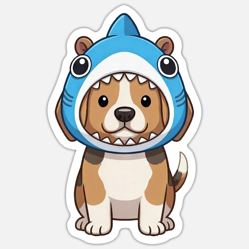 Cartoon Dog Beagle Mignon Carnaval Brésil - Sticker taille S (10 x 10 cm) - blanc mat