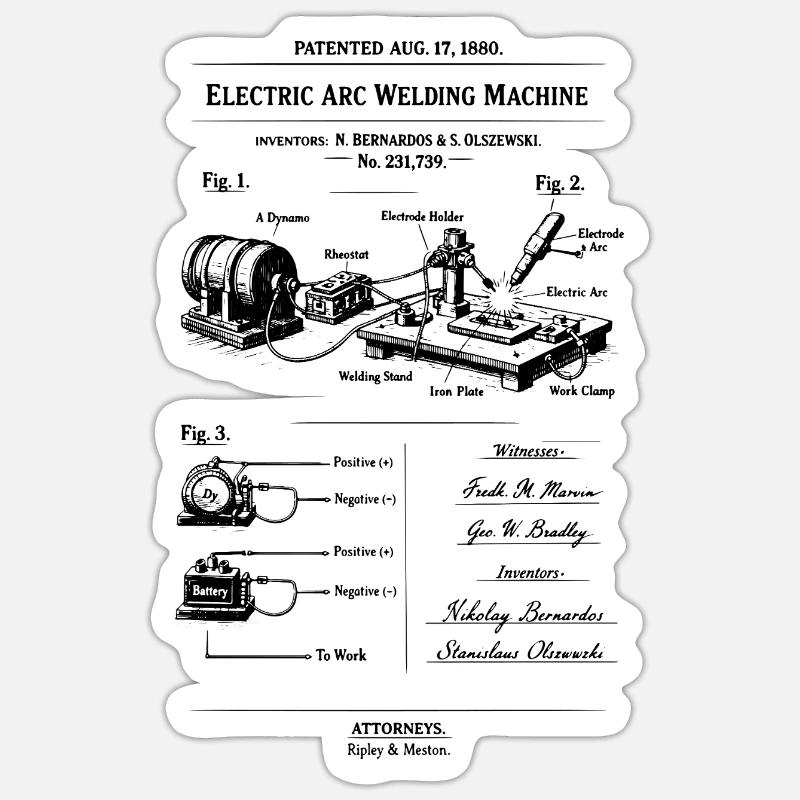 Arc Weld Machine Blueprint - Sticker size S (10 x 10 cm) - white matte