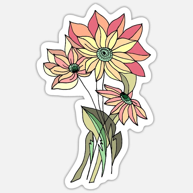 Blumen - Sticker Größe S (10 x 10 cm) - Mattweiß