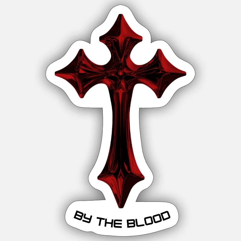 Red Gothic Cross Talisman - Sticker size S (10 x 10 cm) - white matte