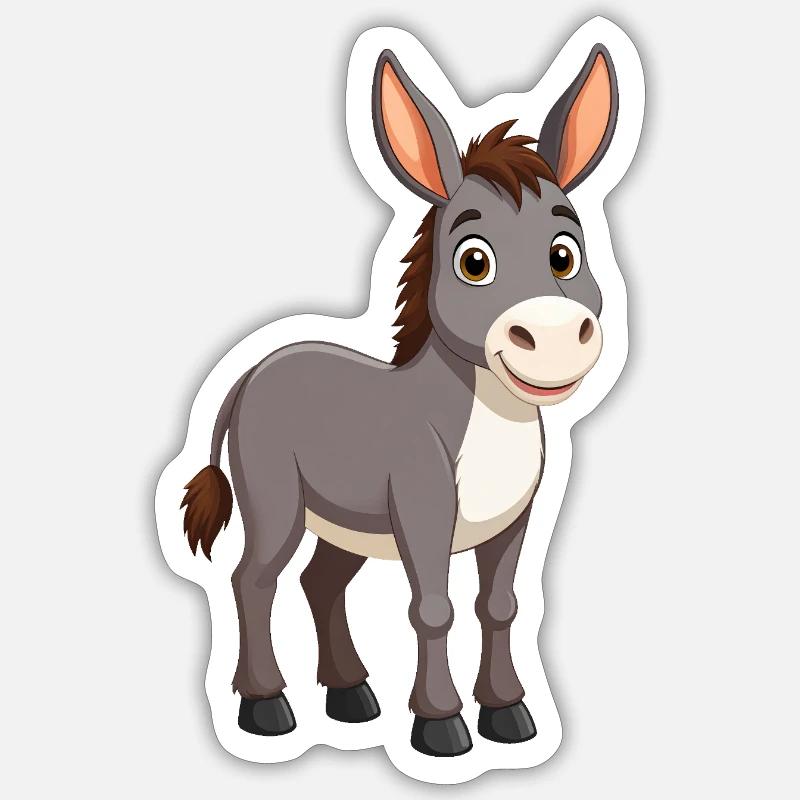 âne - Sticker taille S (10 x 10 cm) - blanc mat