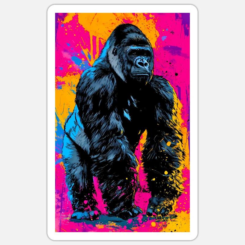 gorille - Sticker taille S (10 x 10 cm) - blanc mat