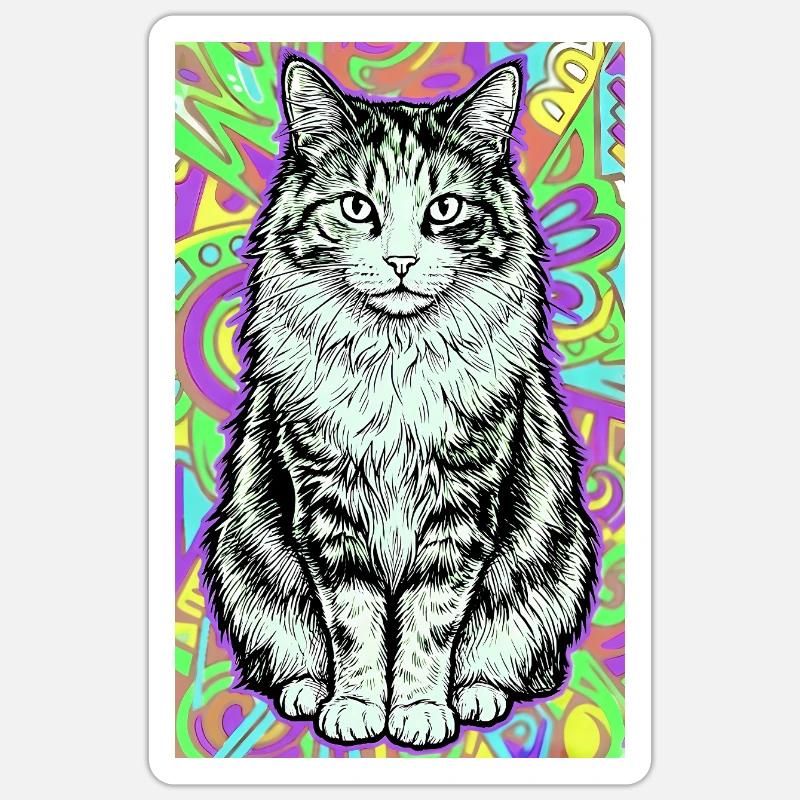 Katze - Sticker Größe S (10 x 10 cm) - Mattweiß