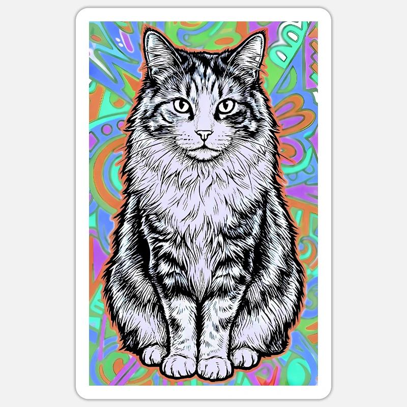 cat - Sticker size S (10 x 10 cm) - white matte