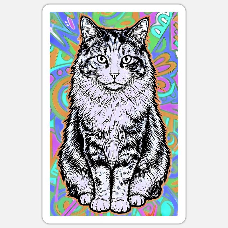 cat - Sticker size S (10 x 10 cm) - white matte