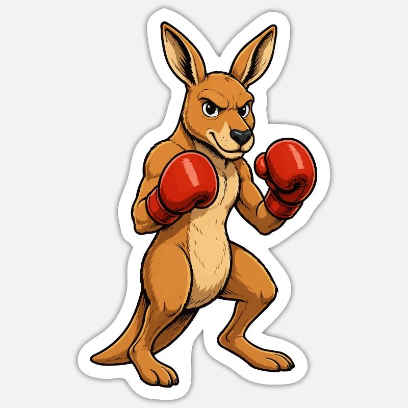Känguru Boxheld - Sticker Größe S (10 x 10 cm) - Mattweiß