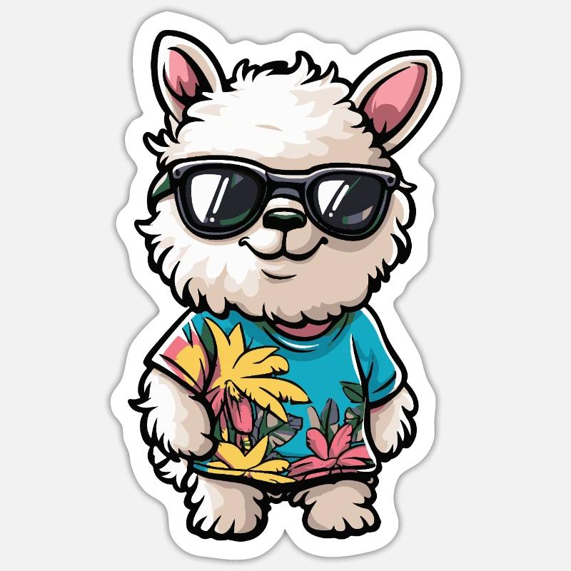 Alpaca Llama Comic Holiday - Sticker size S (10 x 10 cm) - white matte