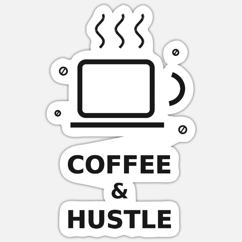 Café & Motivation - Sticker taille S (10 x 10 cm) - blanc mat