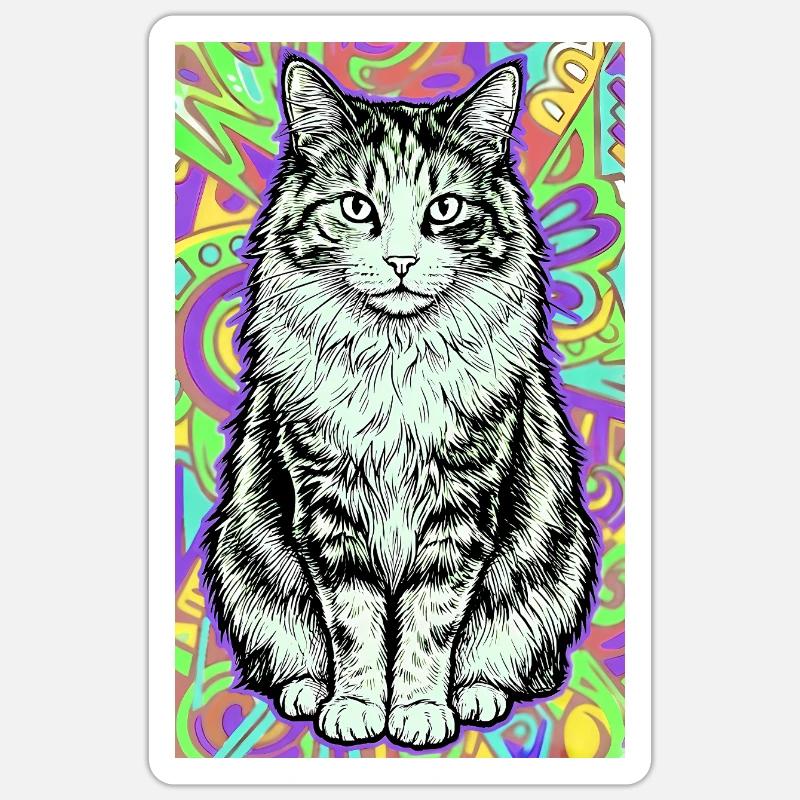 Katze - Sticker Größe S (10 x 10 cm) - Mattweiß