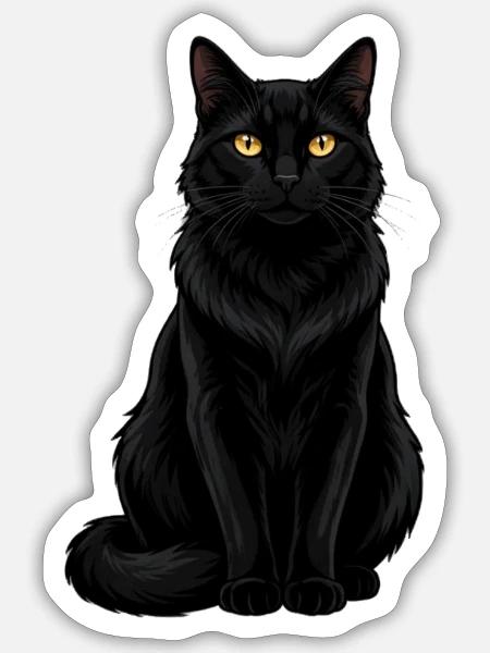 Mystische schwarze Katze Geschenk Katzenliebhaber - Sticker Größe S (10 x 10 cm) - Mattweiß