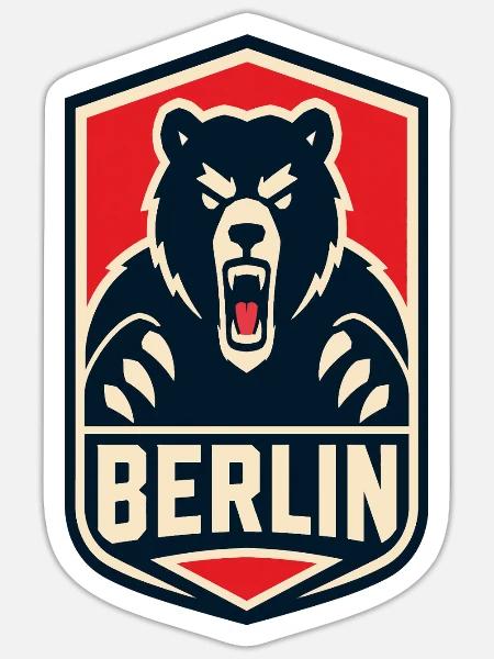 Berlin Bär Schild – Kraftvolles Logo - Sticker Größe S (10 x 10 cm) - Mattweiß