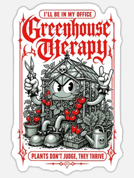 Gewächshaus-Ausflug-Gartenpflanzen gedeihen - Sticker Größe S (10 x 10 cm) - Mattweiß