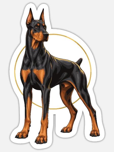 Dobermann Hund Portrait Shirt - Sticker Größe S (10 x 10 cm) - Mattweiß