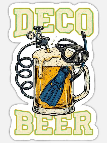 Deco Dive Beer Schnorchel - Sticker Größe S (10 x 10 cm) - Mattweiß