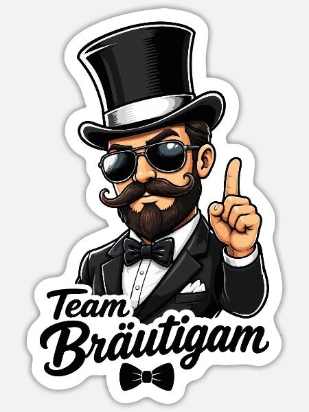 Bräutigam Gentleman Stil - Sticker Größe S (10 x 10 cm) - Mattweiß